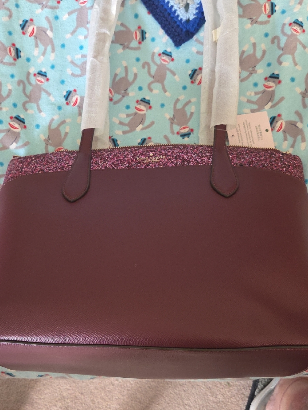 Kate Spade Sparkle Trim Burgundy Tote Bag